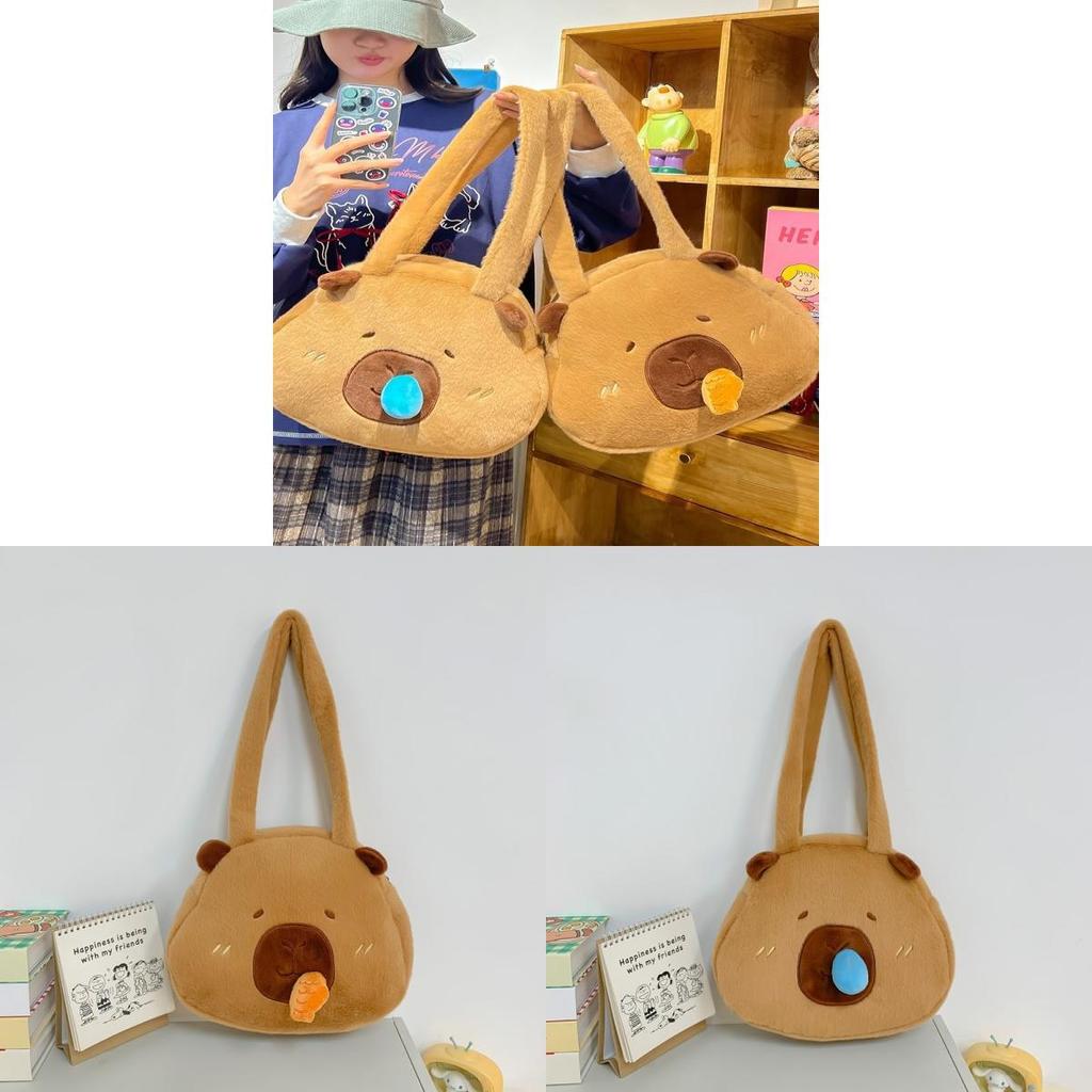 Plush Cat Shape Tote Bag With Zipper Closure For Casual Day Use