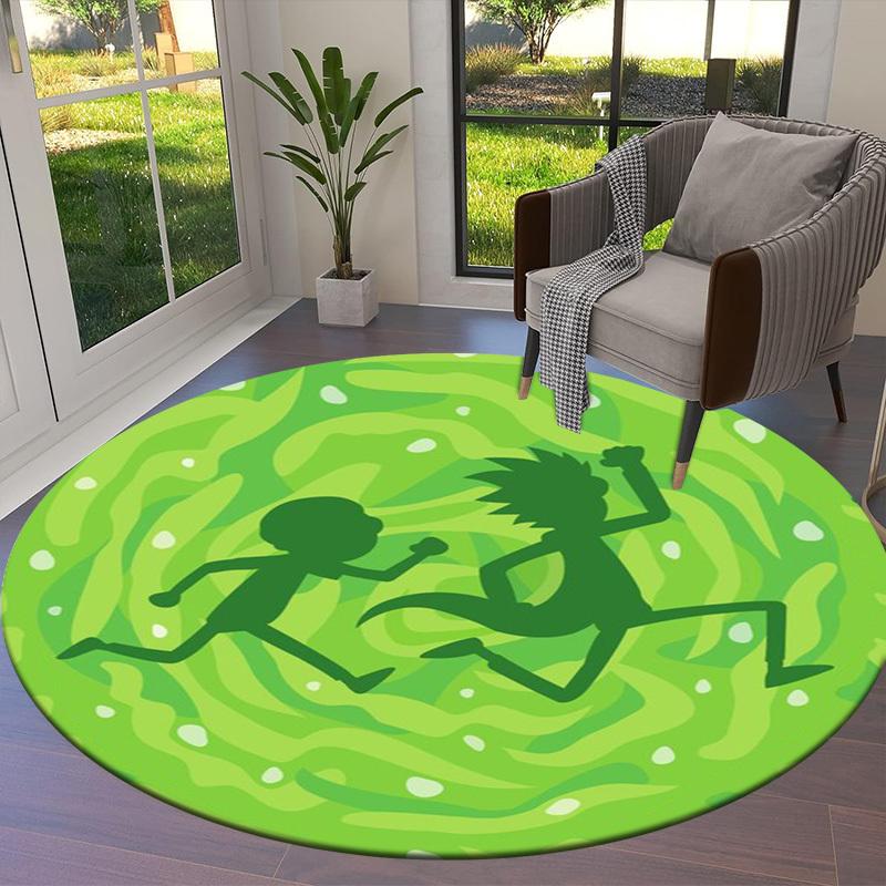 1pz Tappeto Rotondo Corsa Rick e Morty, Realizzato in Poliestere, Perfetto per Decorare Sedie da Ufficio, Soggiorni, Un Tappeto Decorativo Vivace
