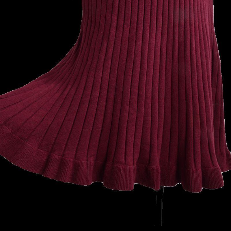 Style New Arrival Spring and Autumn V-neck Long Sleeves Knitting Dress Women's Clothing Silm Slim Looking Mid Length Long Length Hip Bag Mermaid Dress