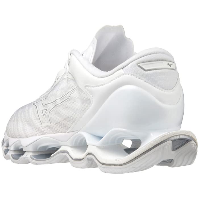 Mizuno Buty do biegania Wave Prophecy 12, szerokość 2E, męskie, białe/srebrne, 25,0 cm,