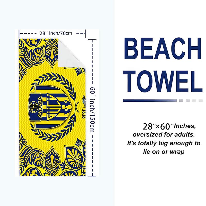 Ankara Gücü Print Beach Towel, Large Soft Quick Dry Towel for Beach Camping Swimming