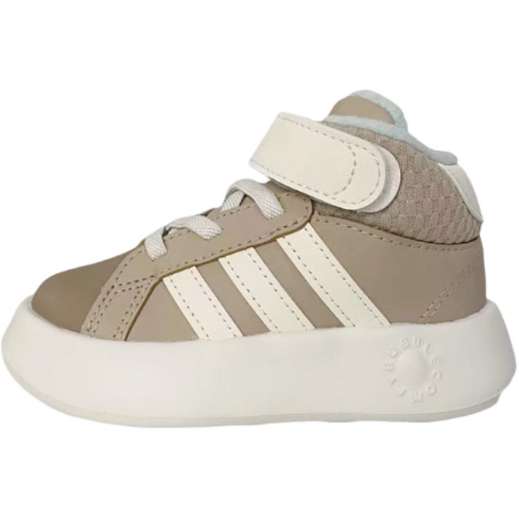 Adidas Grand Court Lightweight Comfortable High-Top Walking Shoes Baby Shoes Brown JR2581