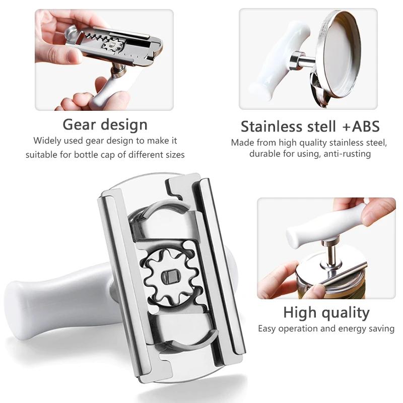Adjustable Stainless Steel Jar Opener Lids Off Bottle Can Opener for 3-9.5cm Kitchen Tool - Non-Slip Grip Kitchen Accessory