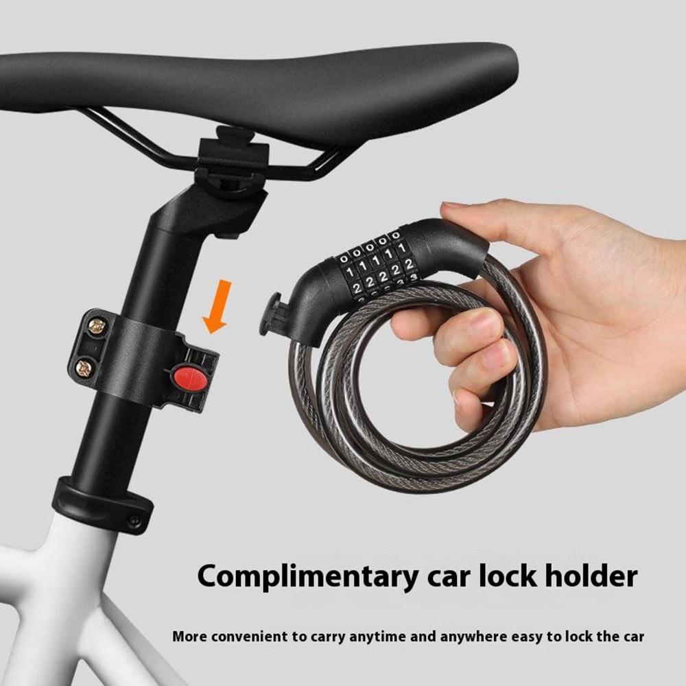 

Bicycle Lock Cable 1000mm*11mm 5-Digit Combination with Mounting Bracket for Bikes E-Bikes White