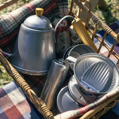 Vintage Inox Coffee Mill, Made in Japan, Hand-Grinded, Ceramic Blade, Stainless Steel, Aged Finish, Shatter-Resistant, Dishwasher Safe [Official Produ