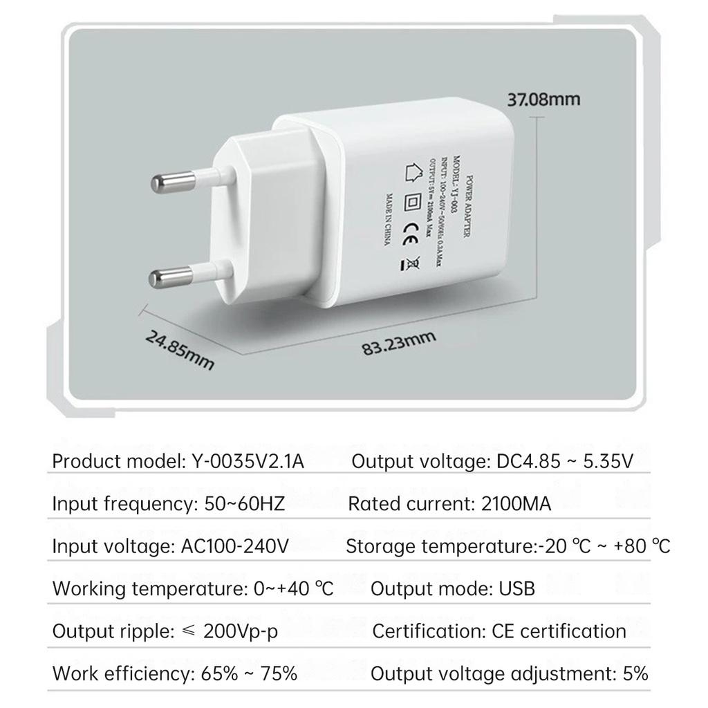 FONKEN 5V/2A Power Adapter US/EU Plug USB Power Port Converter Universal Mobile Phone Chargers Travel Power Adapter