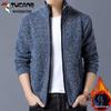 Woodpecker Men's Plus Velvet Thick Zipper Cardigan - Warm Autumn/Winter Knit Sweater Jacket