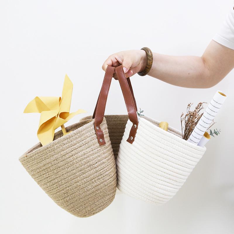 Hängender Korb für die Rückseite der Schlafzimmertür: Aufbewahrung aus gewebtem Baumwollseil, für Schlafzimmer oder Eingangsbereich, für Kosmetika & mehr.