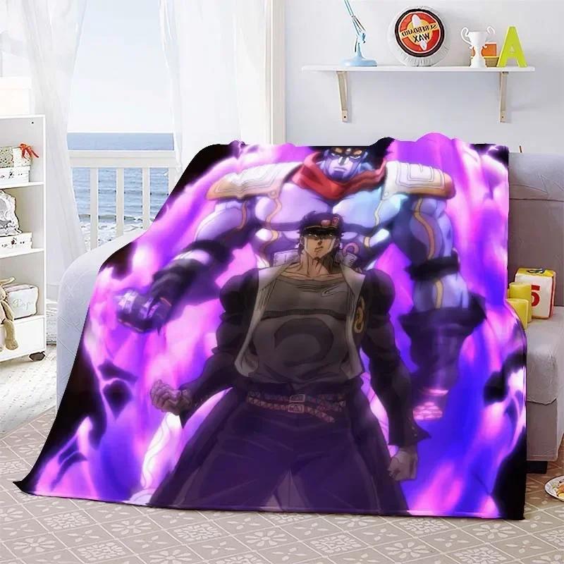 Summer Blankets Sofa Bedspread Couch Home Living Room Decor Anime JoJo Bizarre Adventure Print Flannel Throw Blanket Soft Warm