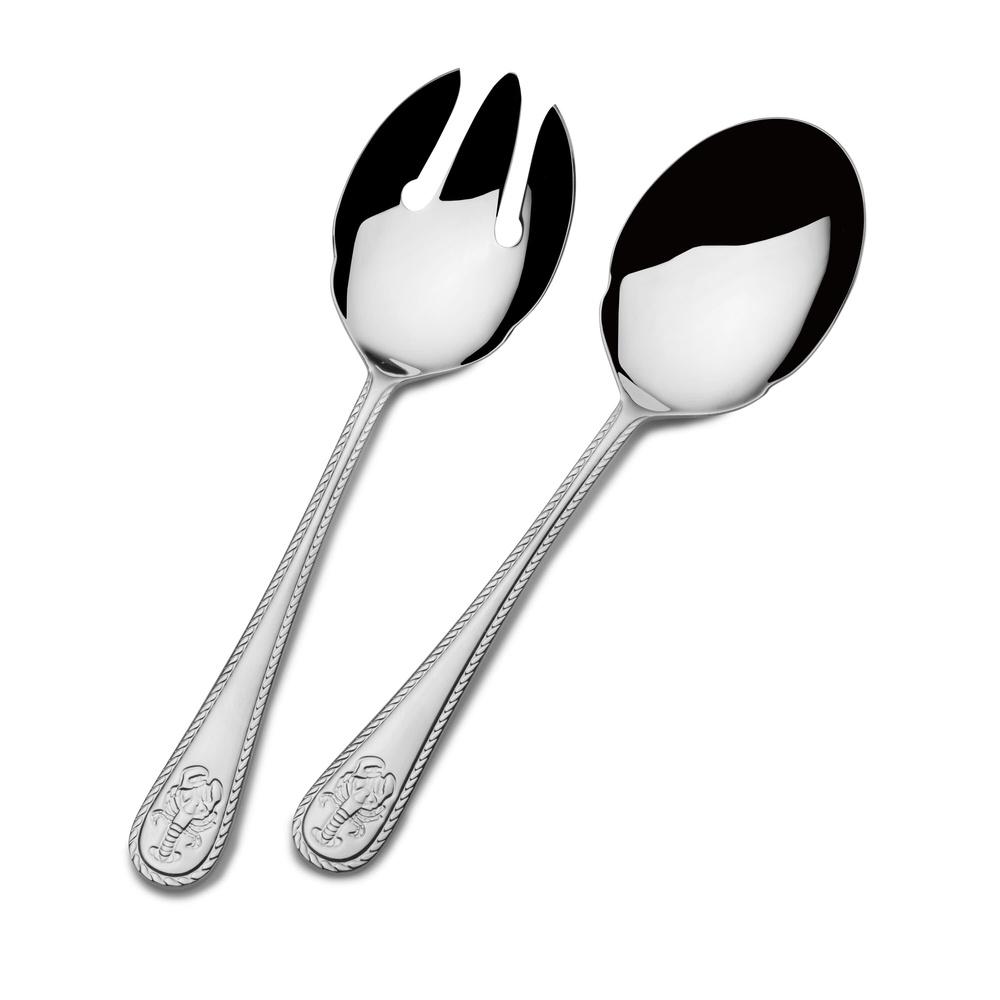

Everyday Lobster Serving Set 2PC Stainless Steel Fork Spoon Embossed Design Dishwasher Safe Stain Resistant Kitchen Tableware United States