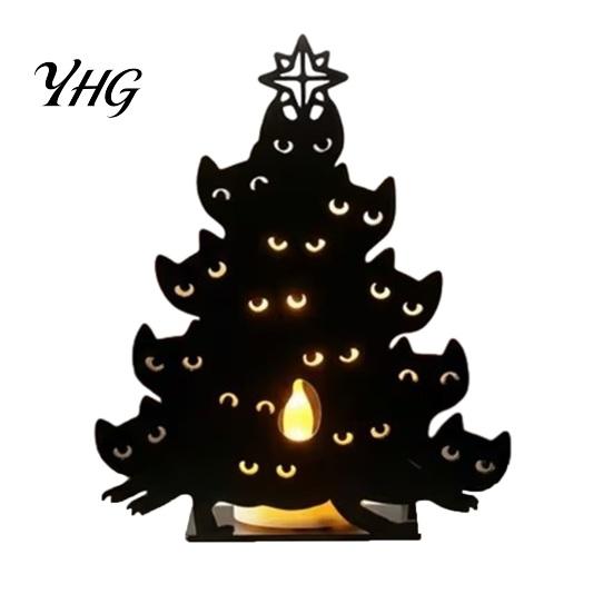 Minimalist PLA Candle Holder Halloween Cat Holder, 3D Printed Silhouette Tealight Spooky Christmas Table Decoration Tabletop Centerpiece Decor
