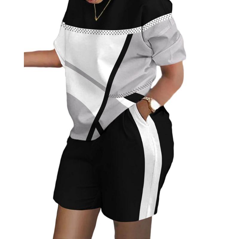 YYFS Moda dame ocazional vară primăvară mâneci scurte cu gâtul O pantaloni pantaloni costume