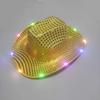 Party Space Cowgirl LED Hat Flashing Light Up Sequin Cowboy Hats Luminous Caps Halloween Costume Gifts F017