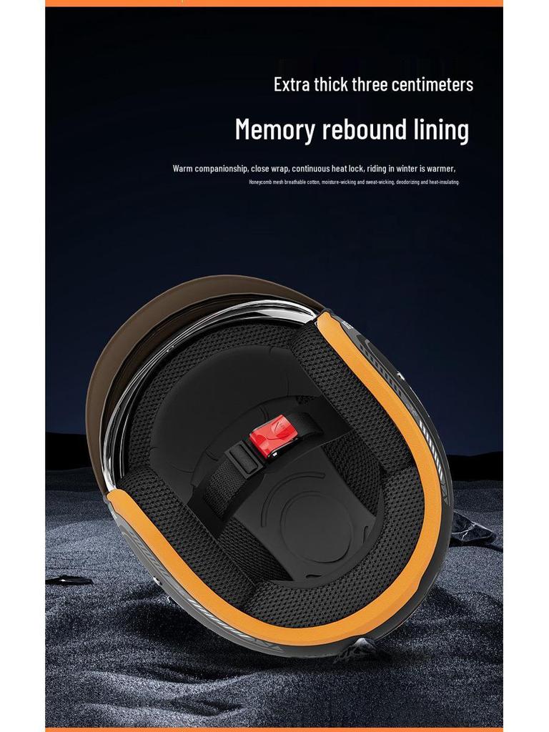 Junhao Electric Motorcycle Helmet with Hidden Lens - Unisex DOT-Certified Retro Harley Style