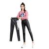 Women's High-Waisted Black Matte Leather Leggings - Fleece-Lined and Slimming for Fall/Winter