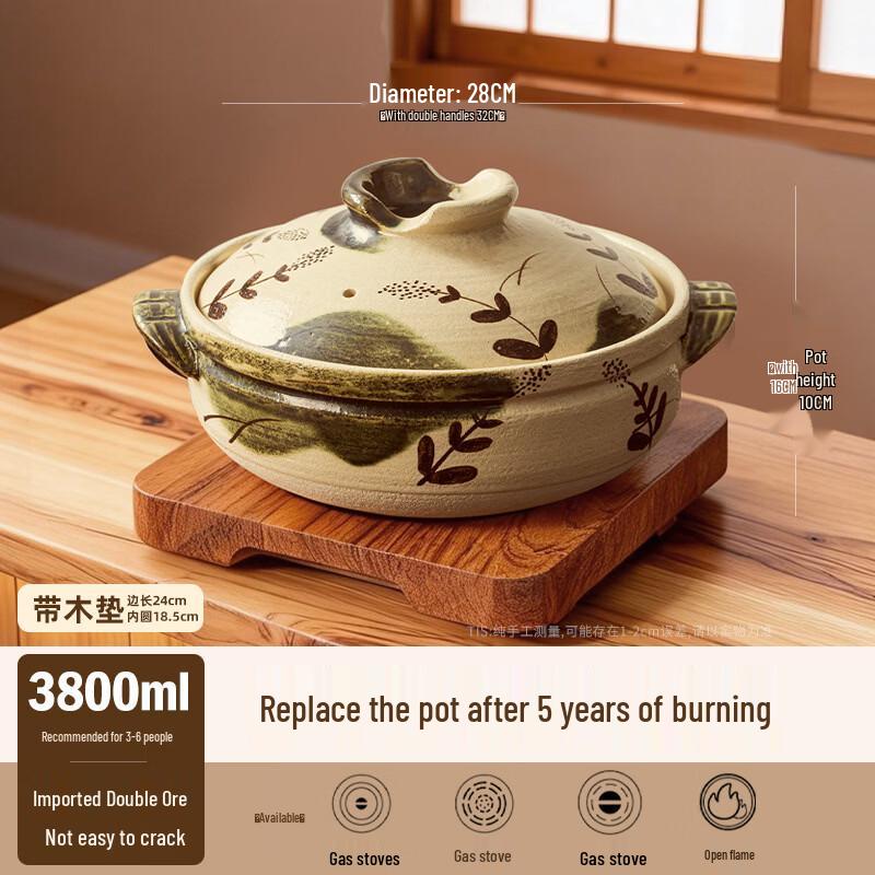 ChuyiQi 3.8L Japanese Style Earthenware Clay Pot