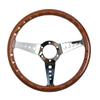 Volante Retrò Classico Effetto Legno 350mm Argento 3 Raggi Foro Tondo Staffa Volante da Corsa con Linee Gialle