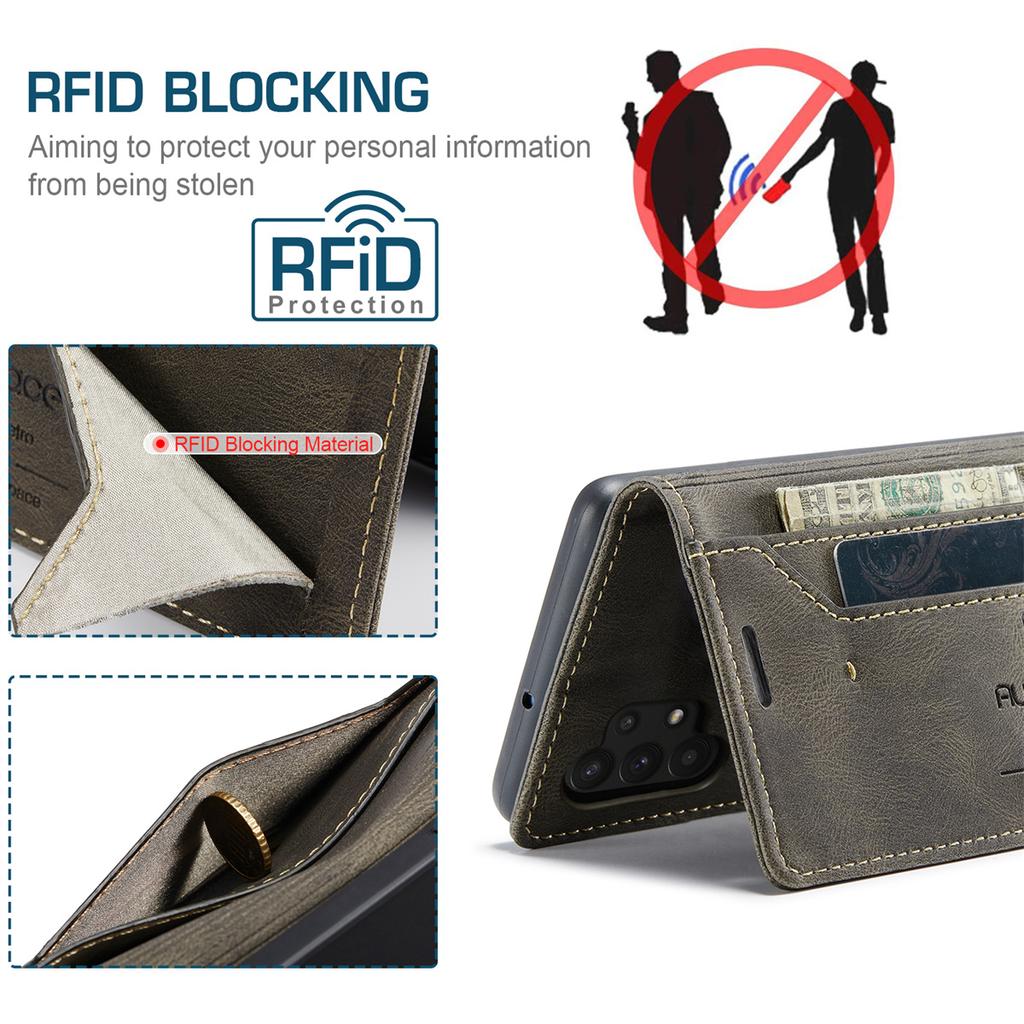 Vintage Leather Wallet Case for Samsung Galaxy A32 5G / M32 5G - RFID Blocking Flip Cover with Card Slots, Shockproof Protective Phone Case (4 Colors)