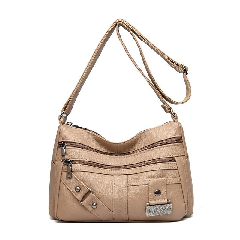 Soft Leather Large Capacity Multi Compartment Shoulder Bag