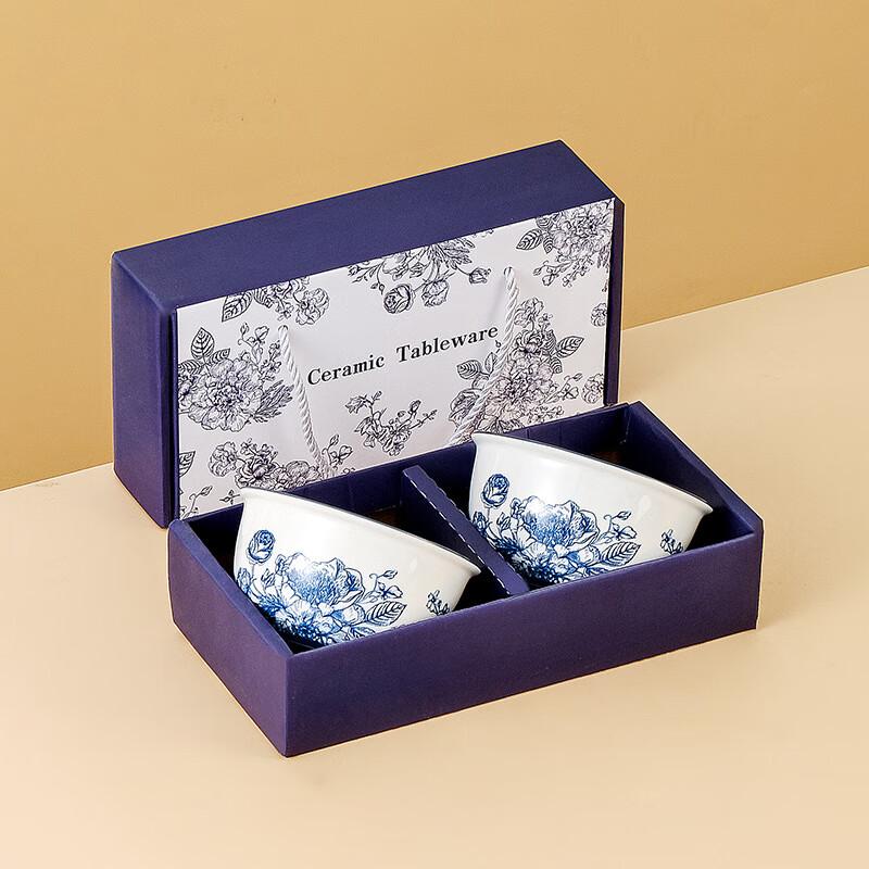 Ru Han Keramik Blaue Rosen Schüssel Set