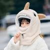 Women Winter Hat Full Protection Cartoon Shark Shape Thickened Plush Drawstring Adjustment Windproof Warm Outdoor Skiing Cap