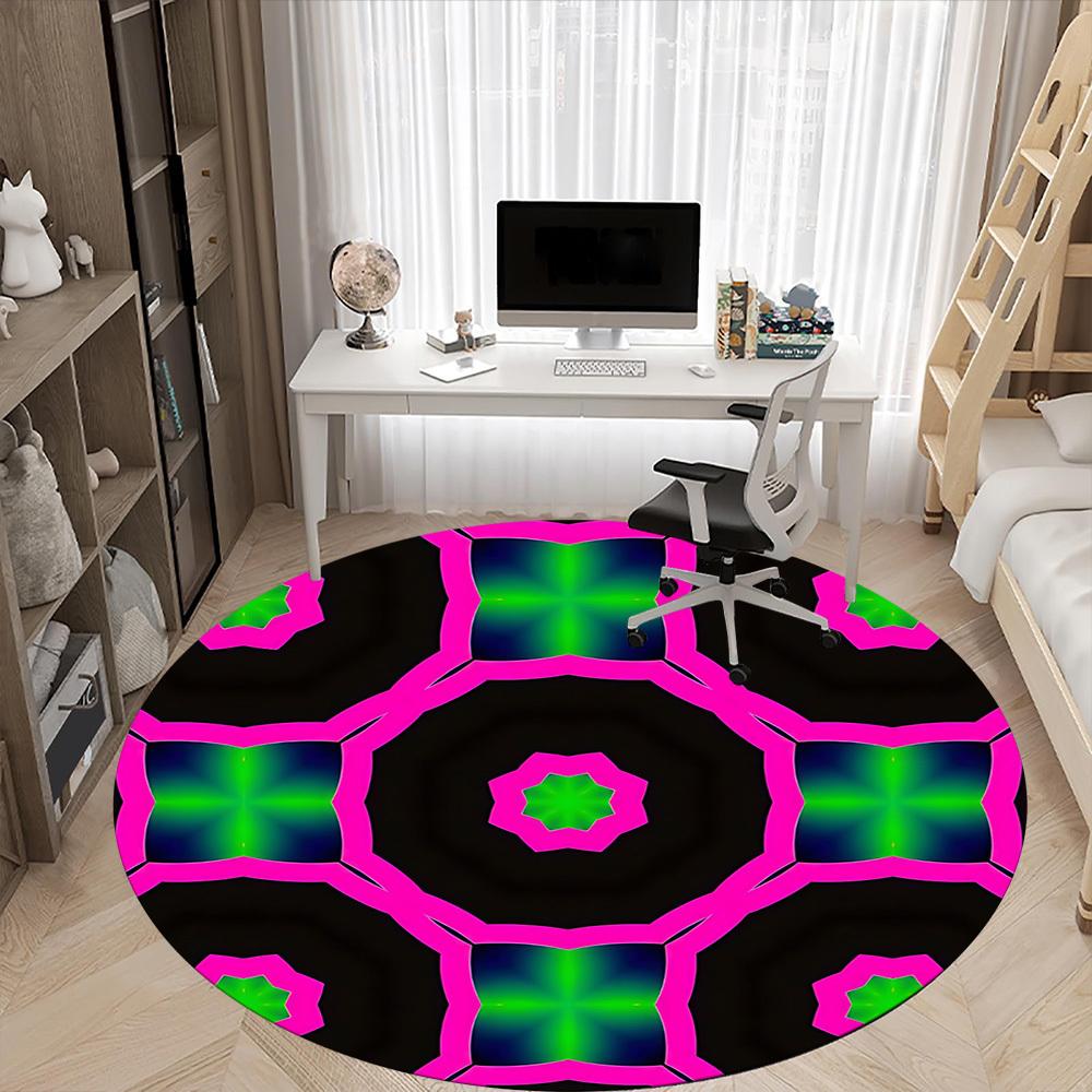 1pc Kaleidoscope Pattern Carpet, Round Non Slip Durable Large Size Office Carpet, Suitable for Office