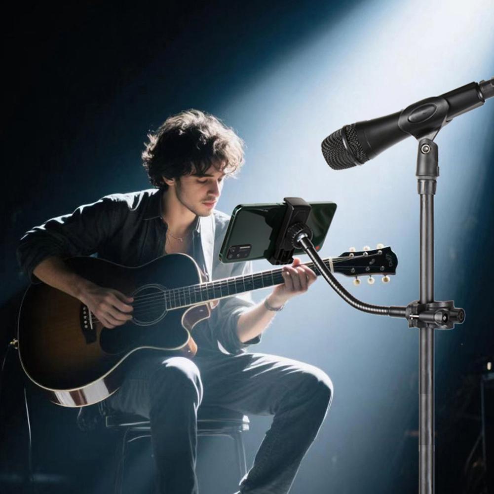 Adjustable Mic Stand Holder Gooseneck Pole Long Cellphone Mount Phone Music Stand Holder for Microphones Stand/Smartphones