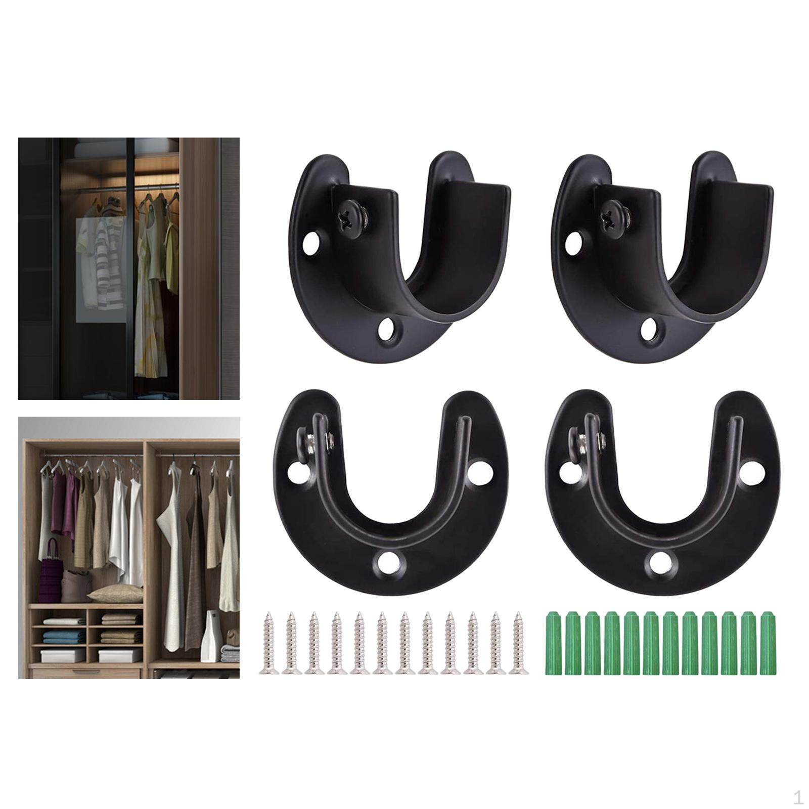Closet Rod Holder Set with Sturdy Flange for Hanging Wardrobe And Shower Curtain Rods 32mm