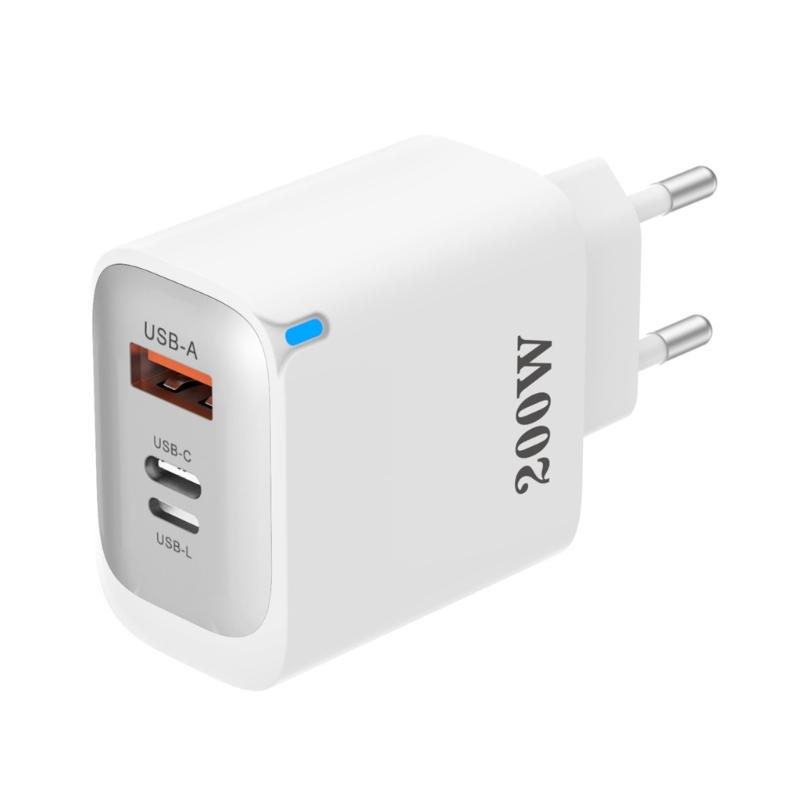 Universal 200W USB C USB A USB L Quick Charging Adapter Multiple Port Type C Travel Chargers for Multiple Devices