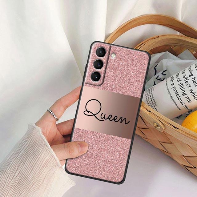 

Rose Gold Pink Princess Queen Phone Case For Samsung Galaxy S24 Ultra S23 5G S20 S21 FE S25 S22 Plus S24FE Case Black Soft Cover Galaxy S25 Ultra