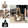 Cute Plush Bunny Handheld Tote Bag For Women Chic Winter Fashion Large Shoulder Bag