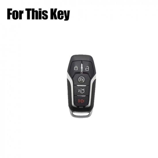 Zinc Alloy Leather Car Key Case Cover Bag With Keychain For Lincoln MKX MKZ MKC