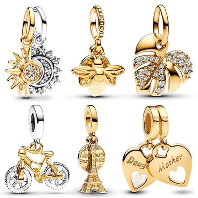 New In Rose Gold Dangle Charm Beads Fits Bracelet Bangle Necklace Keychain Women Luxury Diy Jewelry Party Festival Gift