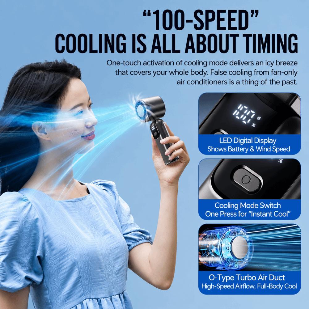 Hangable Handheld Fan 100 Speeds Desk Fan New Ice Cooling Fan  Outdoor