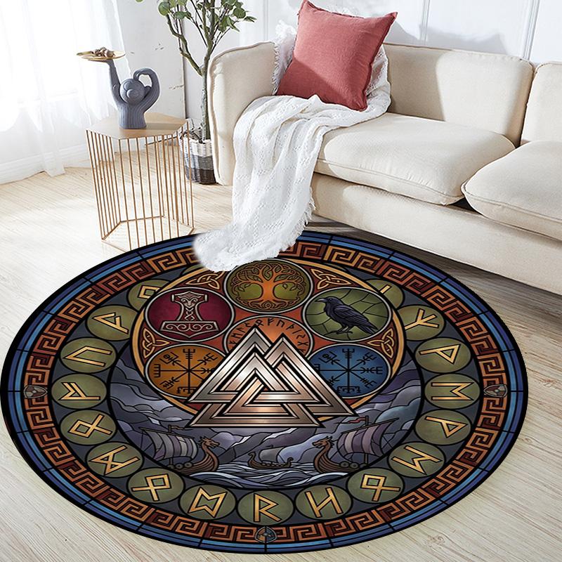 Symbols Glass Round Area Rug Under Office Chairs Bedroom Living Room Home Decor
