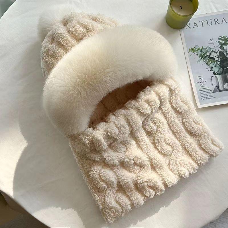 

Зимняя шапка в корейском стиле: Плюшевый, Ветронепроницаемый, Защита ушей со встроенным шарфом и маской для лица