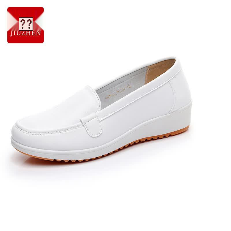 JiuZhen YZF127 White Leather Waterproof Work Shoes 36