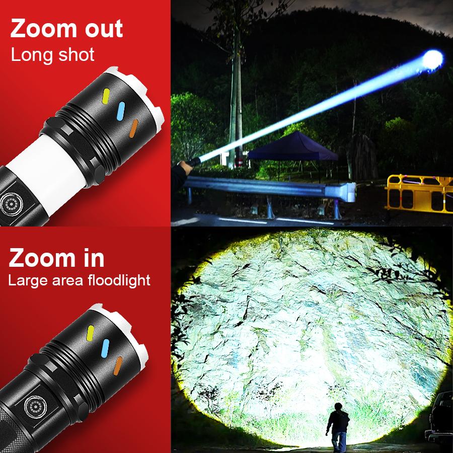 1000000 Lumenů Super Jasná Svítilna Vysokovýkonné LED Svítilny Dobíjecí Lampa COB Světlo Venkovní Turistická Lucerna Přenosná Svítilna
