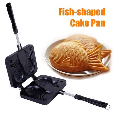 Japon Yapışmaz Taiyaki Balık Şekilli Bakeware Waffle Tava Makinesi 2 Kalıp Kek Pişirme Araçları