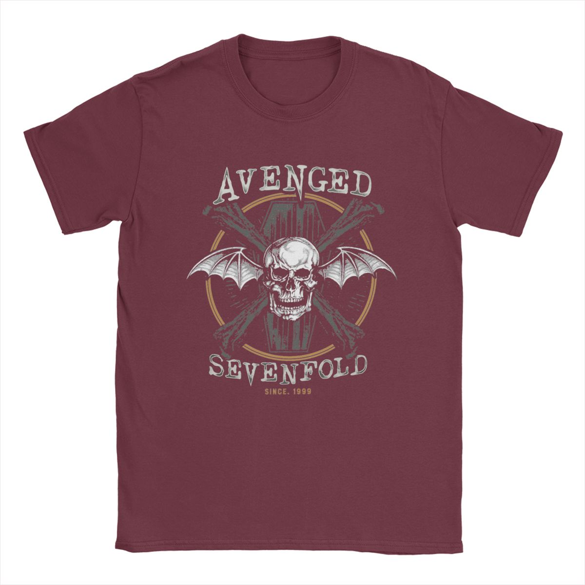

Мужские футболки Avenged Sevenfold Awesome Pure Cotton Tees Футболка с коротким рукавом Crewneck Одежда Лето XXXXXL бордовый