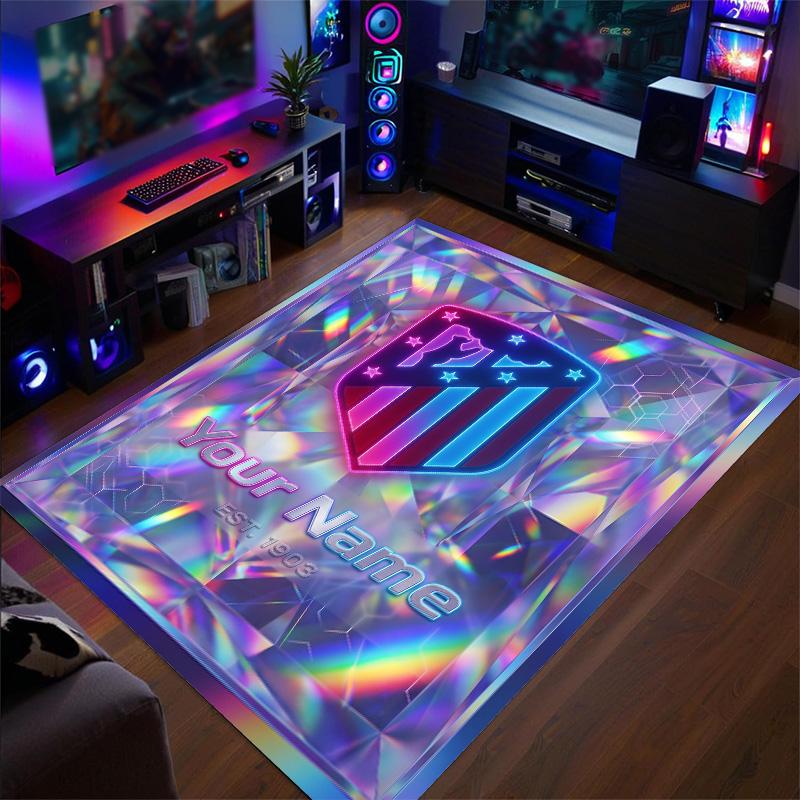 Crystal Velvet Rug Atletico Madrid Print Custom Name Text Floor Mat Home Decor