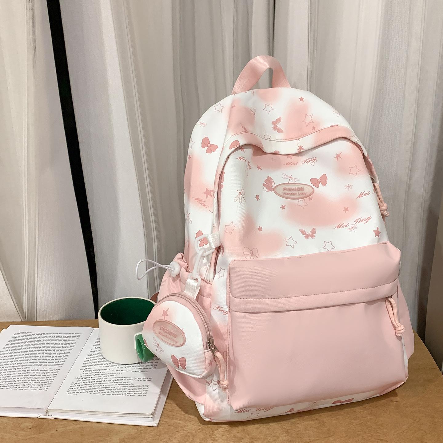 

2025 Bow Print Large Capacity Backpack for Primary School Girls 30x15x43 cm