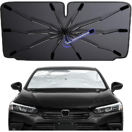 2025 Windshield Sun Shade Umbrella, Foldable Car Umbrella Sunshade With UV Block Car Front Window (Heat Ulation Protection) For Auto Windshield