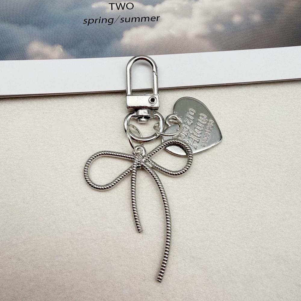 Colorful Heart Bow Keychain DIY Pendant for Bags