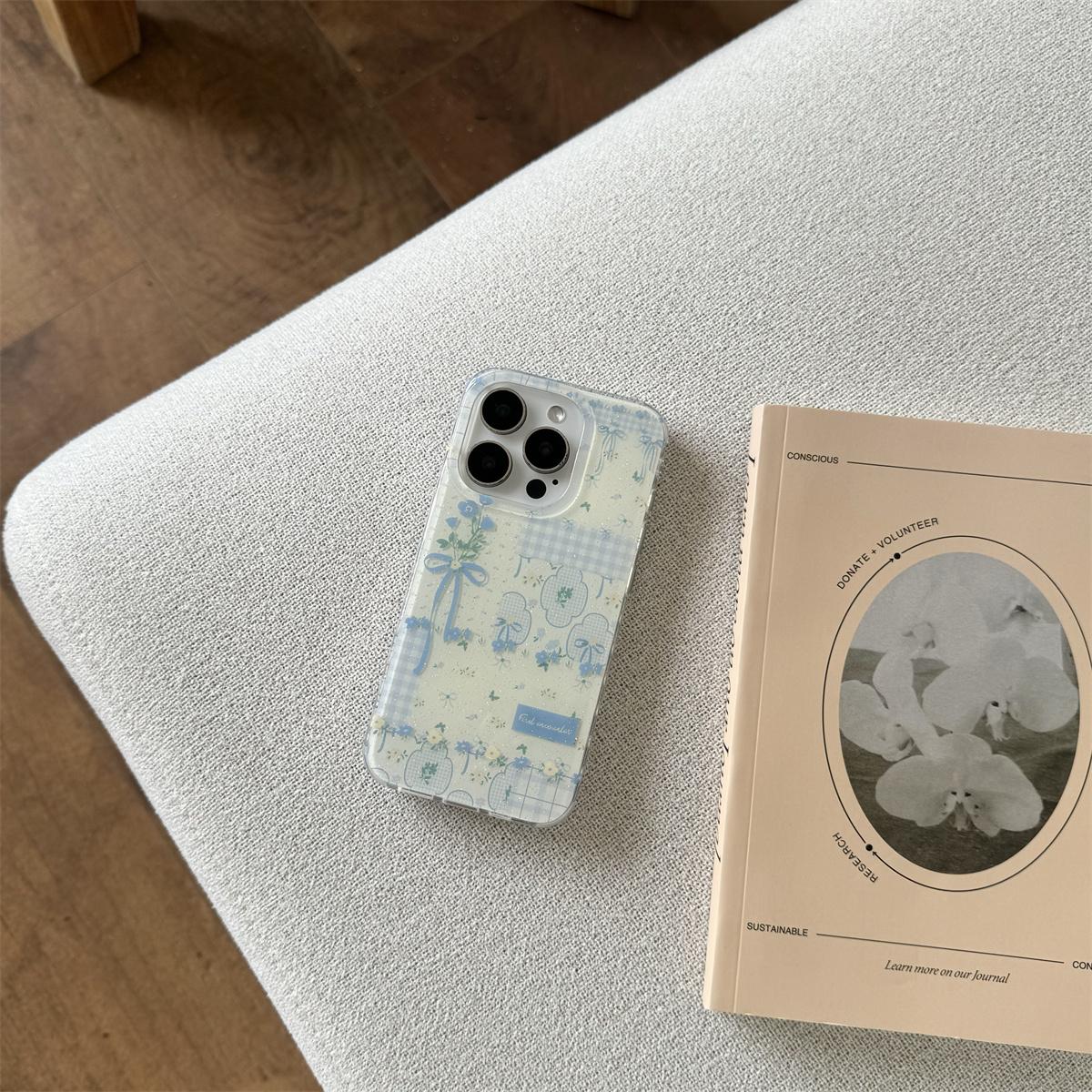 

Blue butterfly ins imd shell for iphone 13 15 promax 14 16 pro max cartoon flower shockproof phone case For iPhone 14 Pro