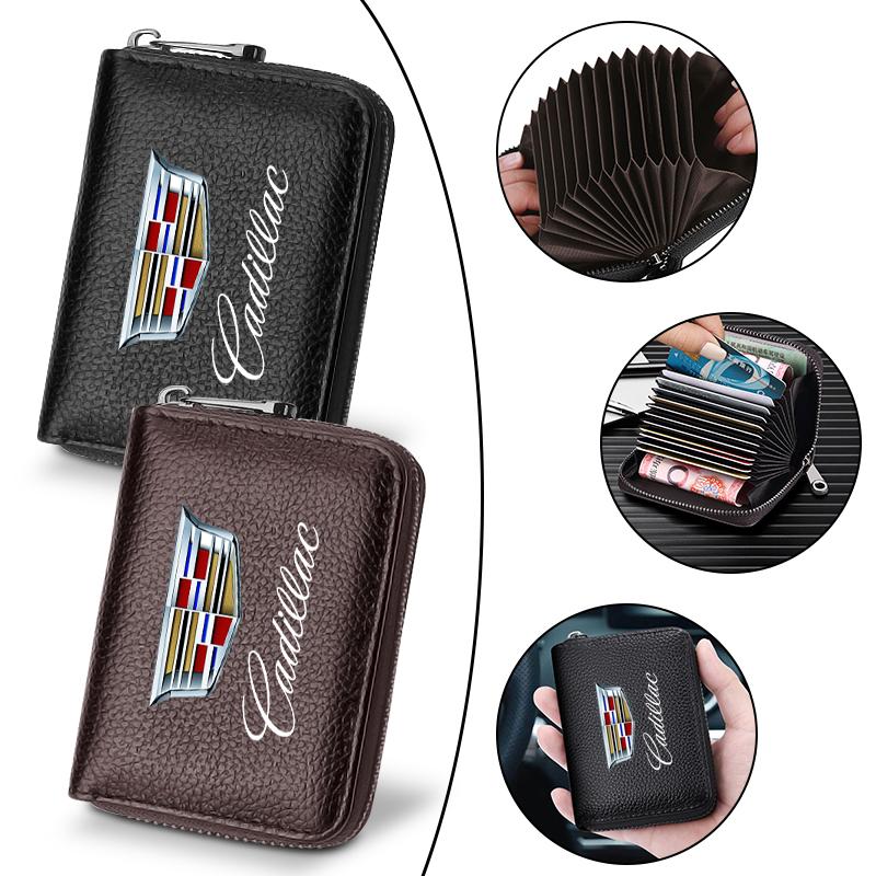 Leather Men Car Driver's License, ID Card, Bank Card Wallet Car Styli For Cadillac CT4 CT5 CT6 ATS XTS JG7