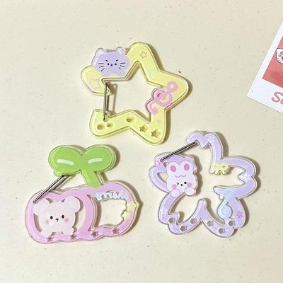 Cartoon Little Bear Star Cake Carabiner Mountaineering Buckle Porous Acrylic Buckle Keychain Backpack Multipurpose Keyring Hook