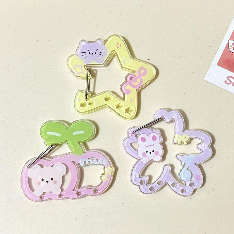 Cartoon Little Bear Star Cake Carabiner Mountaineering Buckle Porous Acrylic Buckle Keychain Backpack Multipurpose Keyring Hook