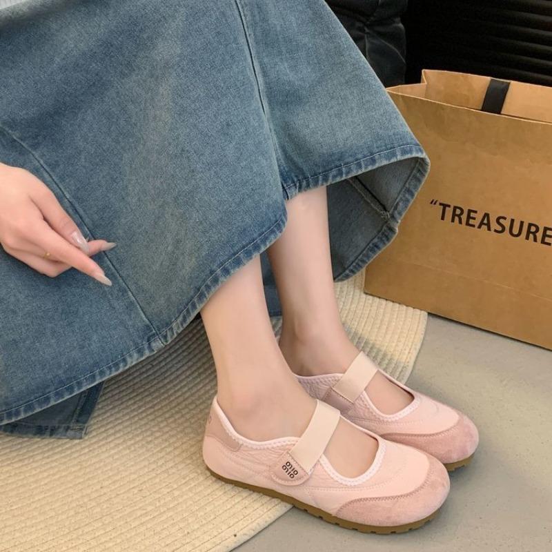 Candy Color Round Head Velcro Ballet Shoes Autumn Flat Casual Single Shoes Student Fashion Mary Jane Shoes