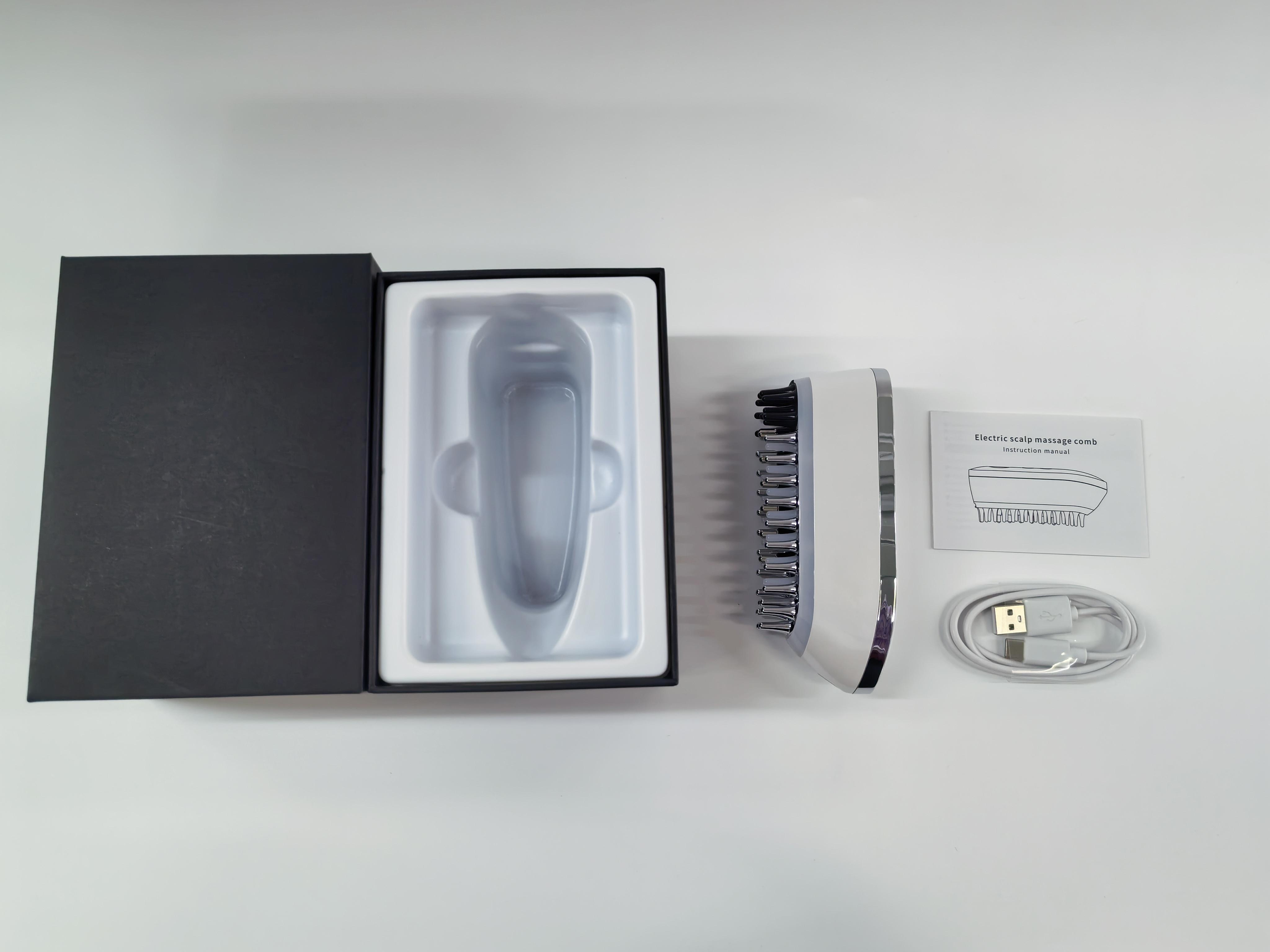 EMS Vibration Red Light Therapy Hair Growth Comb Roller Ball Guide Scalp Massager LED Light Therapy Hair Care Comb Brush Rechargeable